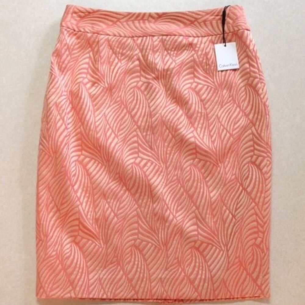 NWT CALVIN KLEIN Jacquard Pencil Skirt 16W 16 Plus Size Pink Coquette Corp Core